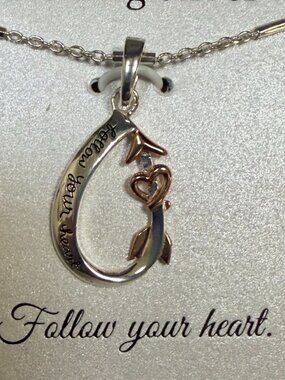 Necklace 18' Follow Your Heart Sterling Silver Perfect for Graduation NWT